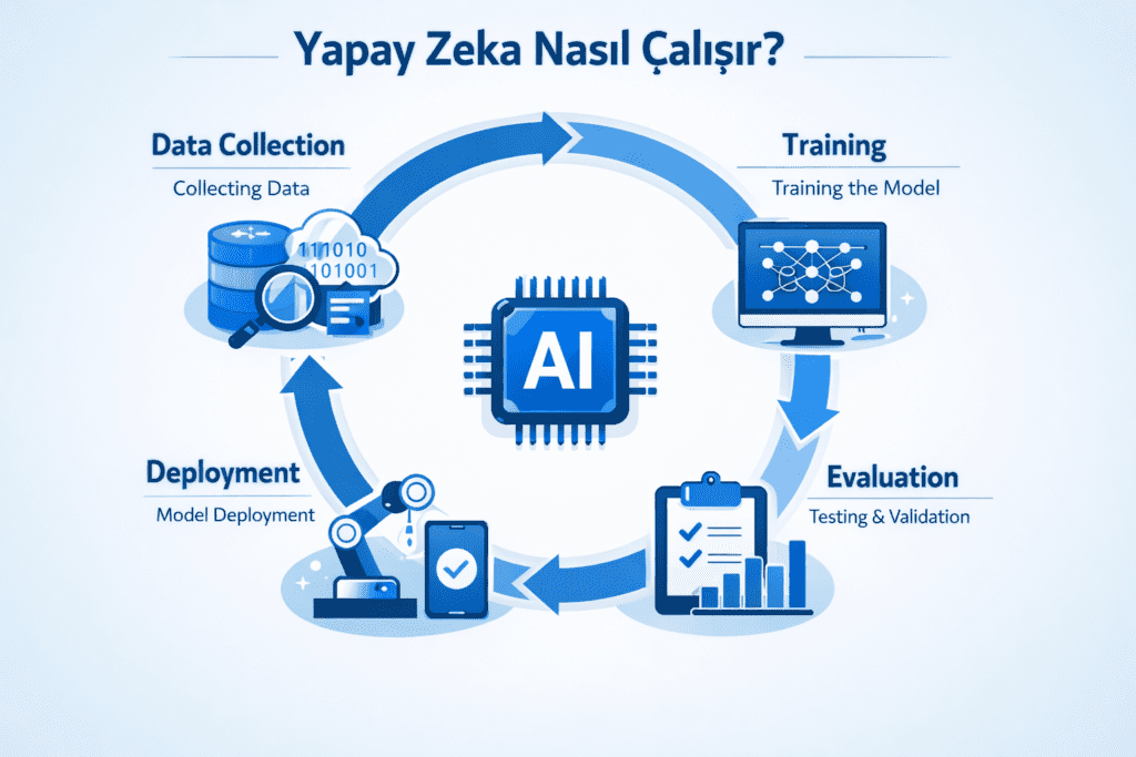 yapay zeka çalışma prensibini anlatan görsel
