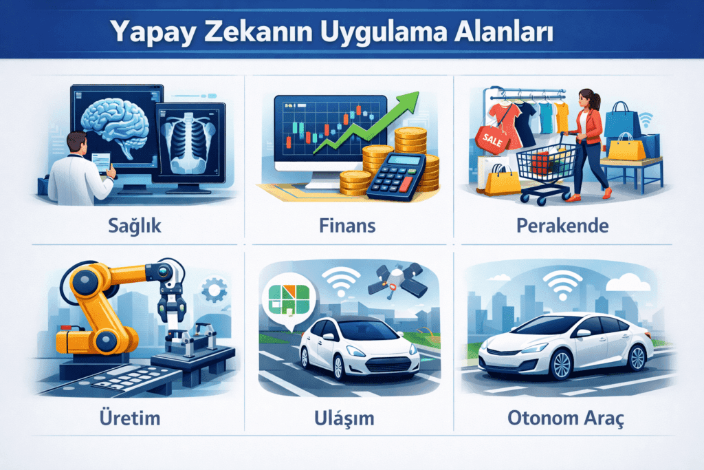 Yapay zekanın kullanıldığı alanlar görseli