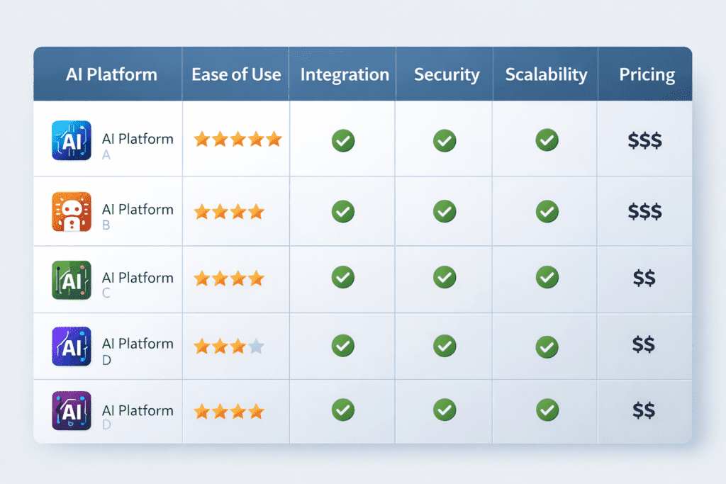yapay zeka platform karşılaştırma tablosu